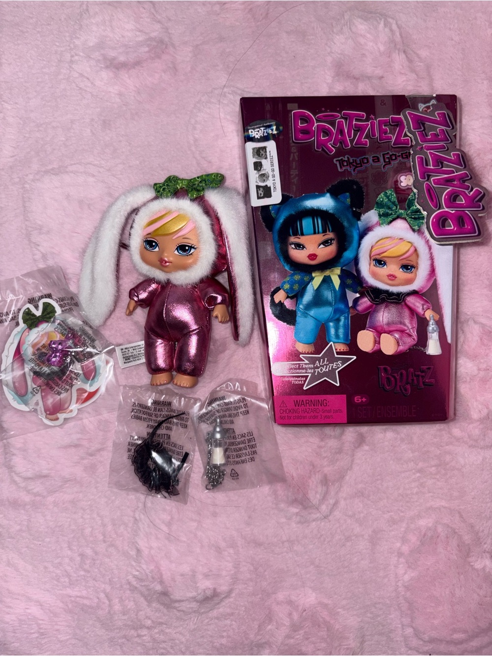 Bratz Babyz Pink Bunny Costume Doll - Shiny Pink Outfit with White Ears